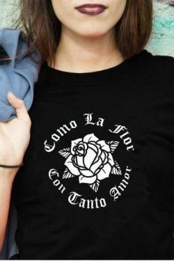 Coquette Aesthetic Como La Flor T-Shirt - Y2K Fashion with a Touch of Grunge and Pastel Goth Vibes