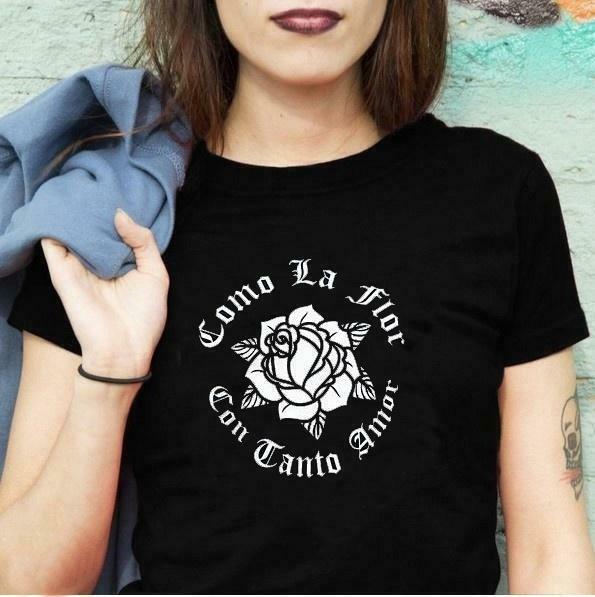 Coquette Aesthetic Como La Flor T-Shirt - Y2K Fashion with a Touch of Grunge and Pastel Goth Vibes