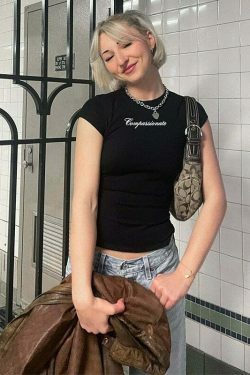 Coquette Aesthetic Compassionate Graphic Top - Y2K Fashion Women's Clothing