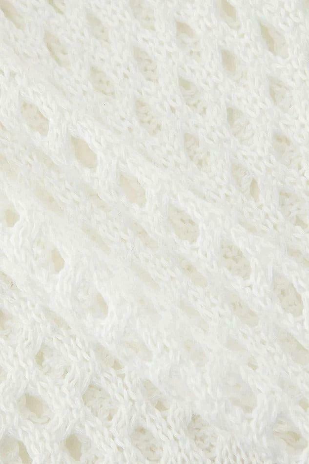 Coquette Aesthetic Contrast Openwork Knit V-Neck Top & Mini Skirt Set - Y2K Fashion Outfit