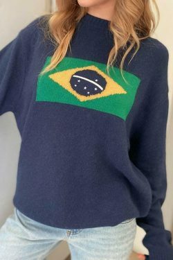 Coquette Aesthetic Contrast Print Sweater - Y2K Fashion Grunge Style Cute Tops