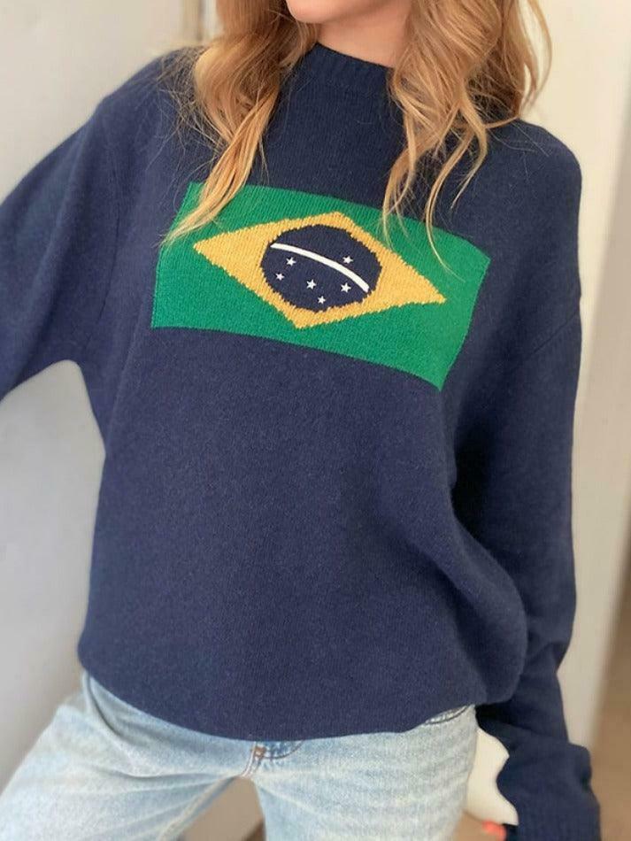 Coquette Aesthetic Contrast Print Sweater - Y2K Fashion Grunge Style Cute Tops