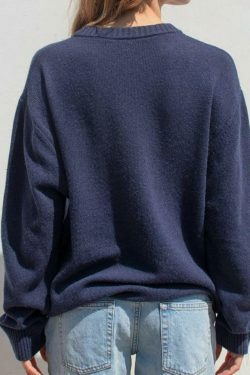 Coquette Aesthetic Contrast Print Sweater - Y2K Fashion Grunge Style Cute Tops