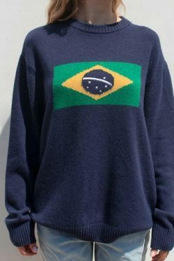 Coquette Aesthetic Contrast Print Sweater - Y2K Fashion Grunge Style Cute Tops