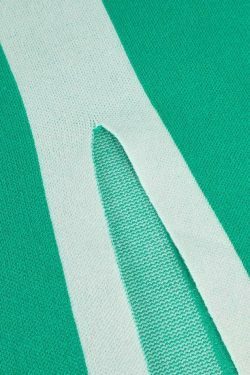 Coquette Aesthetic Contrast V-Neck Slit Knit Midi Dress for Y2K Fashion Enthusiasts