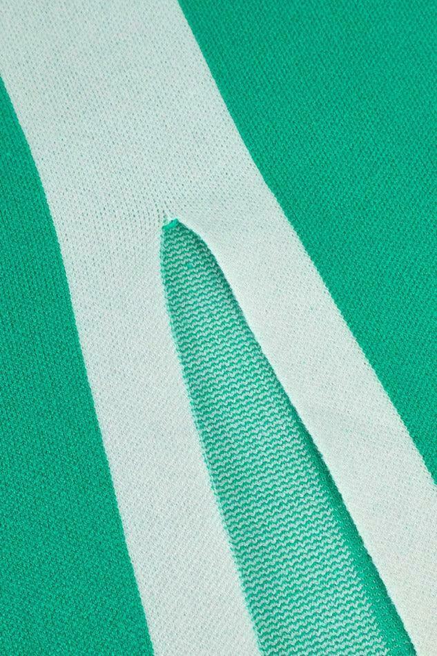 Coquette Aesthetic Contrast V-Neck Slit Knit Midi Dress for Y2K Fashion Enthusiasts