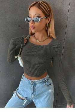 Coquette Aesthetic Coralie Waffle Knit Crop Top - Y2K Fashion Statement Piece