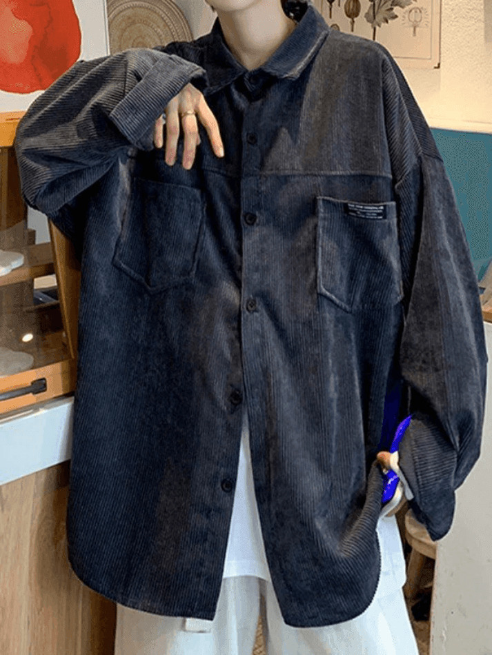 Coquette Aesthetic Corduroy Shirt with Simple Pocket - Women's Y2K Fashion Statement