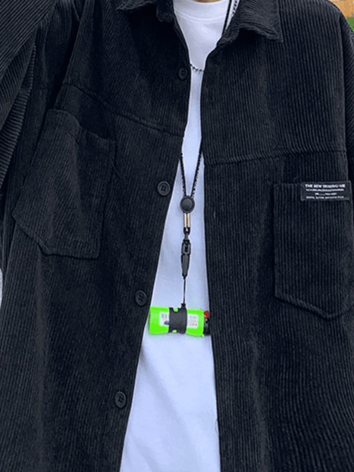 Coquette Aesthetic Corduroy Shirt with Simple Pocket - Women's Y2K Fashion Statement