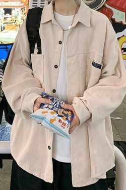 Coquette Aesthetic Corduroy Shirt with Simple Pocket - Women's Y2K Fashion Statement