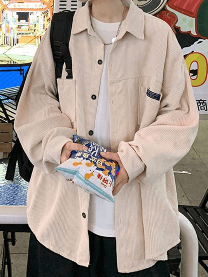 Coquette Aesthetic Corduroy Shirt with Simple Pocket - Women's Y2K Fashion Statement