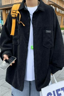 Coquette Aesthetic Corduroy Shirt with Simple Pocket - Women's Y2K Fashion Statement