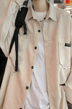 Coquette Aesthetic Corduroy Shirt with Simple Pocket - Women's Y2K Fashion Statement