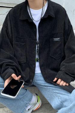 Coquette Aesthetic Corduroy Shirt with Simple Pocket - Women's Y2K Fashion Statement