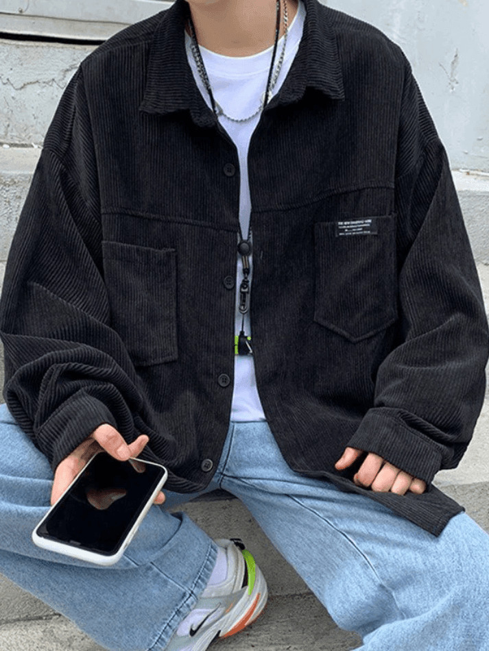 Coquette Aesthetic Corduroy Shirt with Simple Pocket - Women's Y2K Fashion Statement