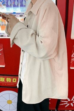 Coquette Aesthetic Corduroy Shirt with Simple Pocket - Women's Y2K Fashion Statement