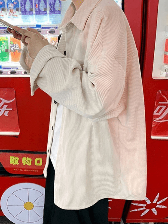 Coquette Aesthetic Corduroy Shirt with Simple Pocket - Women's Y2K Fashion Statement