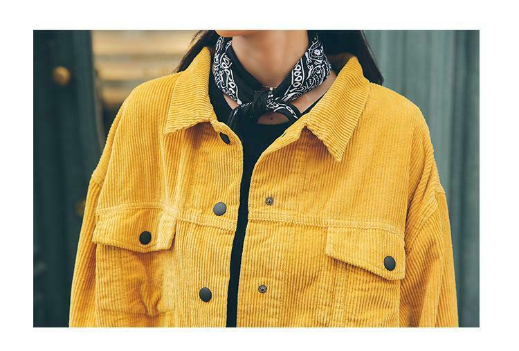 Coquette Aesthetic Corduroy Yellow Jacket - Y2K Fashion Grunge Style Cute Tops Pastel Goth