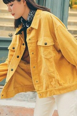 Coquette Aesthetic Corduroy Yellow Jacket - Y2K Fashion Grunge Style Cute Tops Pastel Goth