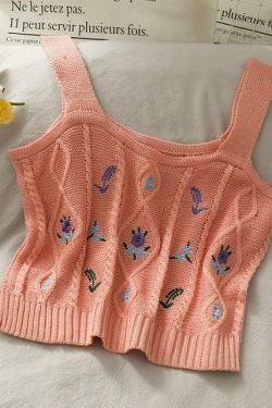 Coquette Aesthetic Cottagecore Knit Tank Top - Y2K Fashion for Women