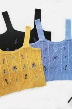 Coquette Aesthetic Cottagecore Knit Tank Top - Y2K Fashion for Women
