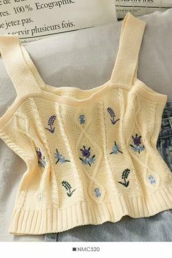 Coquette Aesthetic Cottagecore Knit Tank Top - Y2K Fashion for Women