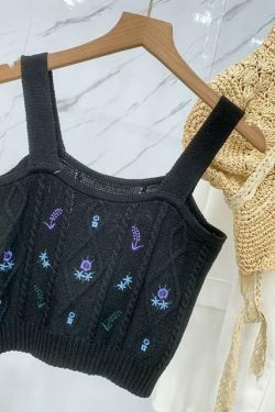 Coquette Aesthetic Cottagecore Knit Tank Top - Y2K Fashion for Women