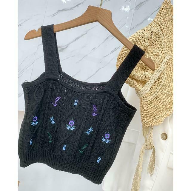 Coquette Aesthetic Cottagecore Knit Tank Top - Y2K Fashion for Women