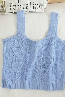 Coquette Aesthetic Cottagecore Knit Tank Top - Y2K Fashion for Women