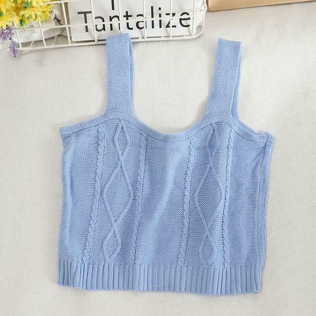 Coquette Aesthetic Cottagecore Knit Tank Top - Y2K Fashion for Women