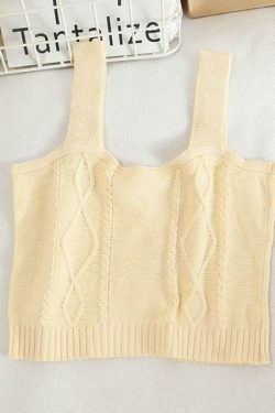 Coquette Aesthetic Cottagecore Knit Tank Top - Y2K Fashion for Women