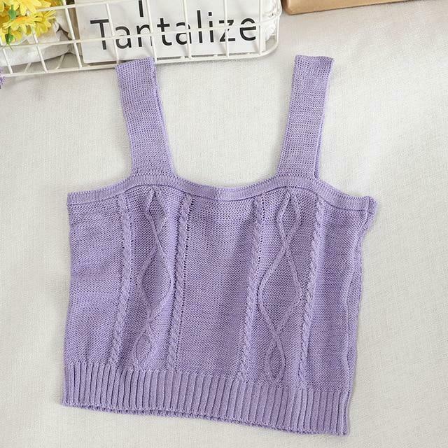 Coquette Aesthetic Cottagecore Knit Tank Top - Y2K Fashion for Women