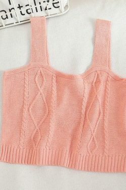 Coquette Aesthetic Cottagecore Knit Tank Top - Y2K Fashion for Women