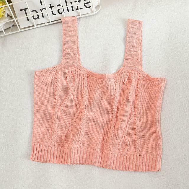 Coquette Aesthetic Cottagecore Knit Tank Top - Y2K Fashion for Women