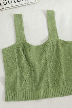 Coquette Aesthetic Cottagecore Knit Tank Top - Y2K Fashion for Women