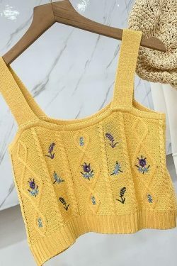 Coquette Aesthetic Cottagecore Knit Tank Top - Y2K Fashion for Women