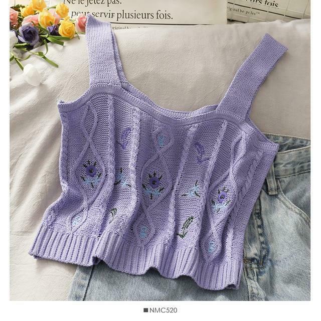 Coquette Aesthetic Cottagecore Knit Tank Top - Y2K Fashion for Women