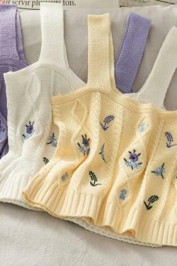 Coquette Aesthetic Cottagecore Knit Tank Top - Y2K Fashion for Women