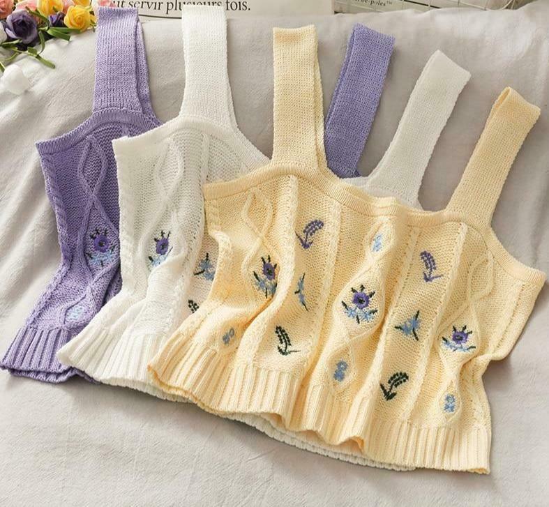 Coquette Aesthetic Cottagecore Knit Tank Top - Y2K Fashion for Women