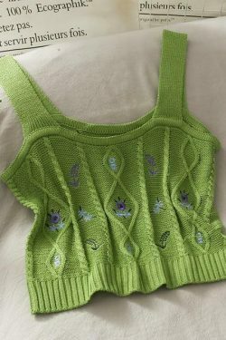 Coquette Aesthetic Cottagecore Knit Tank Top - Y2K Fashion for Women