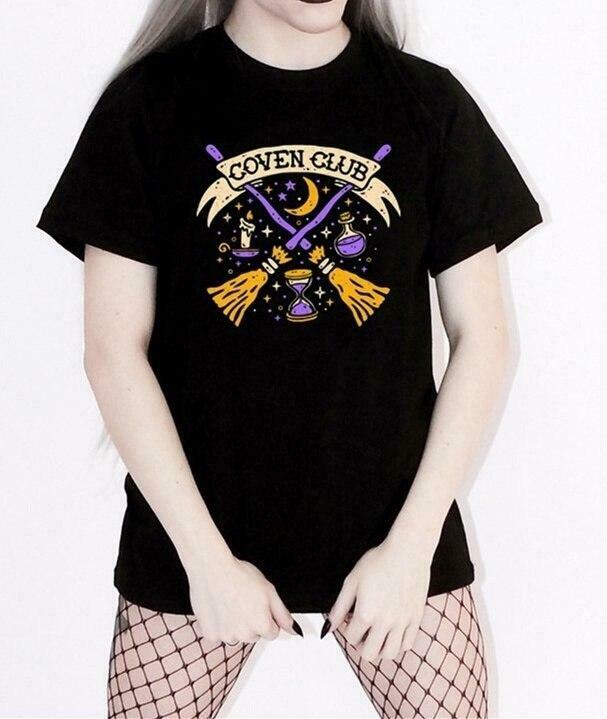 Coquette Aesthetic Coven Club T-Shirt - Y2K Fashion with Grunge Style and Pastel Goth Vibes