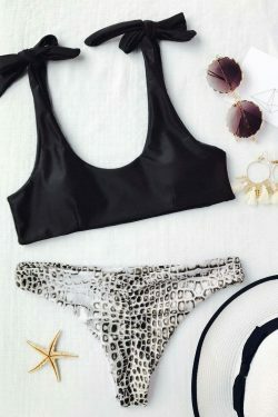 Coquette Aesthetic Croc Bikini Set with Tie Shoulders