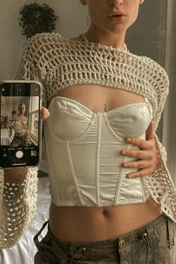 Coquette Aesthetic Crochet Bolero: Y2K Fashion Knit Top for Women