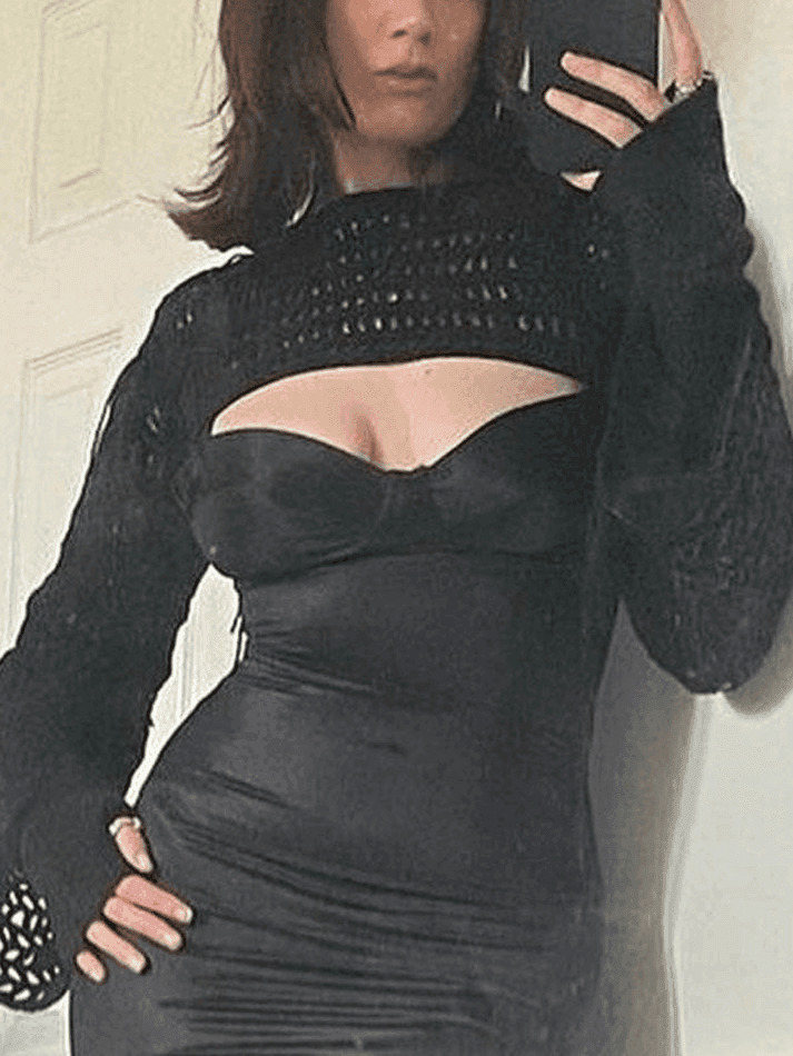 Coquette Aesthetic Crochet Bolero: Y2K Fashion Knit Top for Women