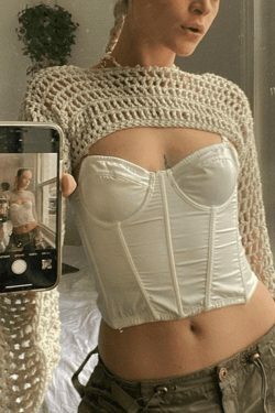 Coquette Aesthetic Crochet Bolero: Y2K Fashion Knit Top for Women