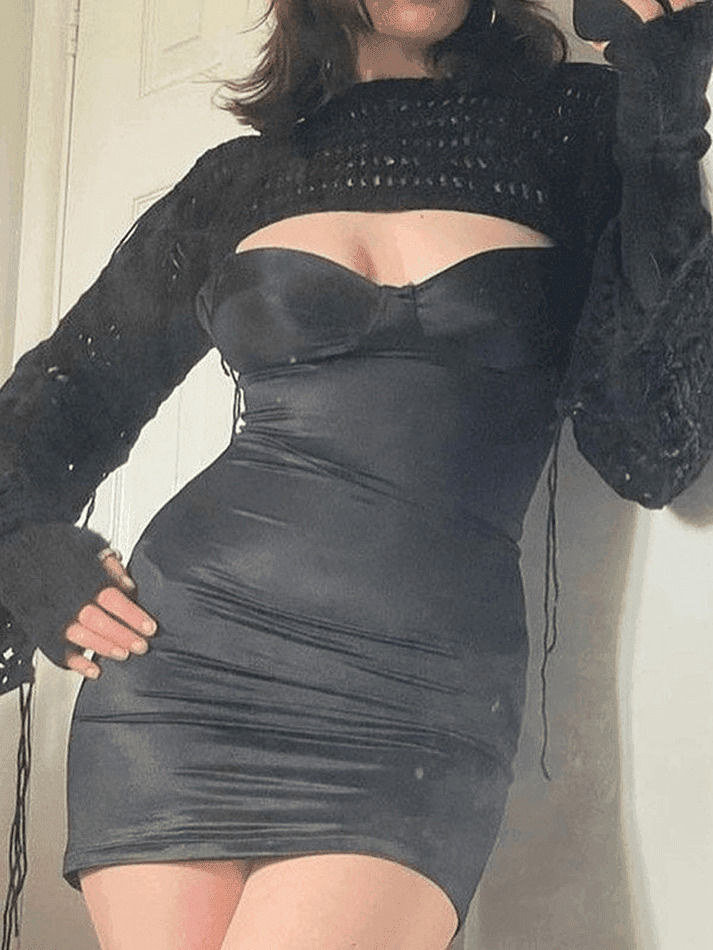 Coquette Aesthetic Crochet Bolero: Y2K Fashion Knit Top for Women