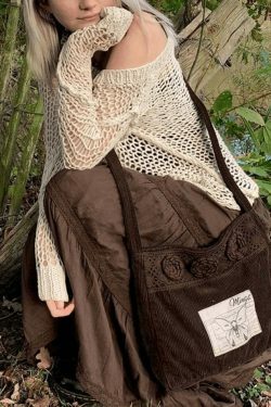 Coquette Aesthetic Crochet Hollow Long Sleeve Knit Top