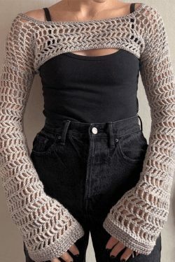 Coquette Aesthetic Crochet Knit Bolero Shrug for Y2K Fashion Enthusiasts