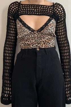 Coquette Aesthetic Crochet Knit Bolero Shrug for Y2K Fashion Enthusiasts