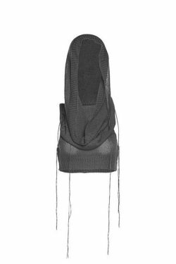 Coquette Aesthetic Crochet Knit Hooded Crop Tank - Y2K Fashion Grunge Style